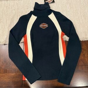 Harley Davidson Ribbed Turtleneck Sweater Knit | Vintage Harley XS